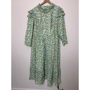 Recollections Prairie Dress Floral ruffle Neck Maxi‎ Cotton USA Made cottagecore